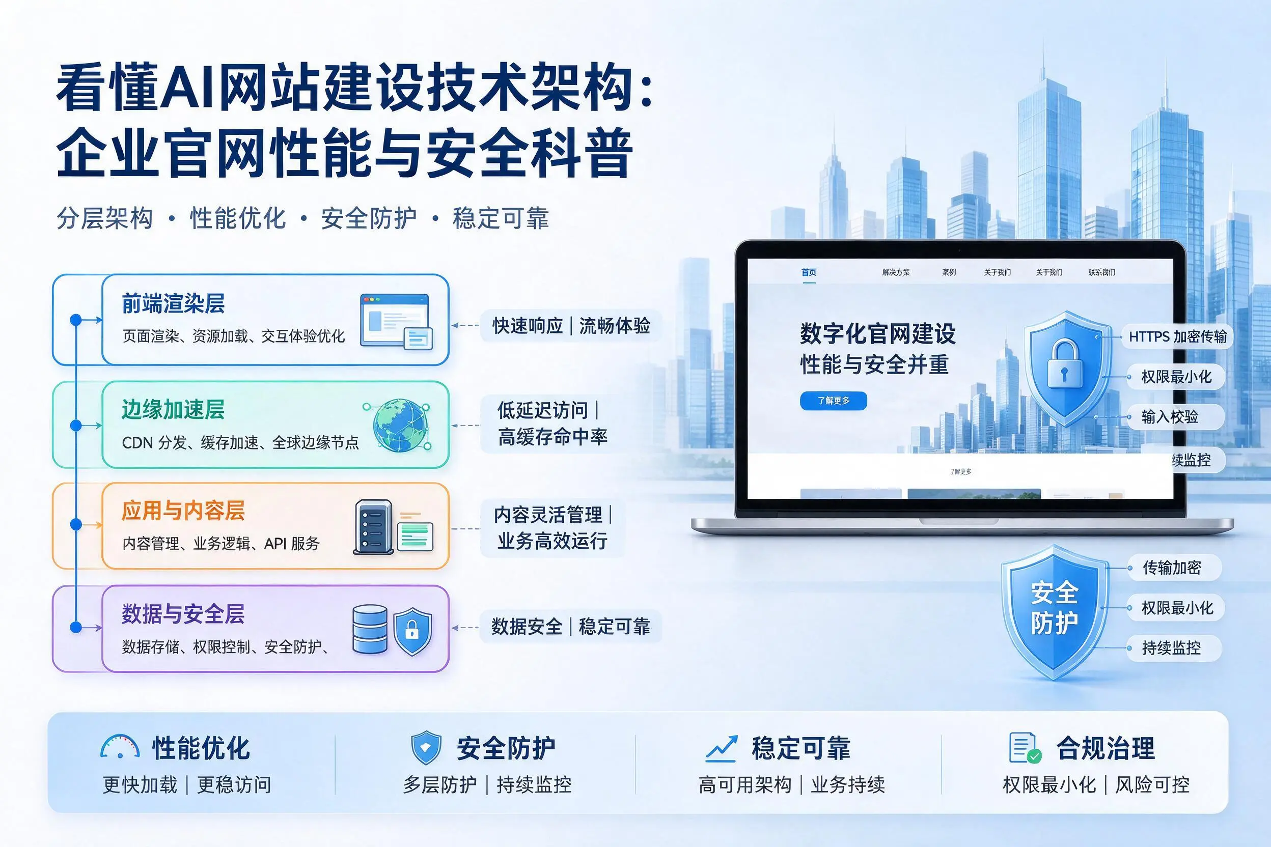 看懂AI网站建设技术架构：包头企业官网性能与安全科普