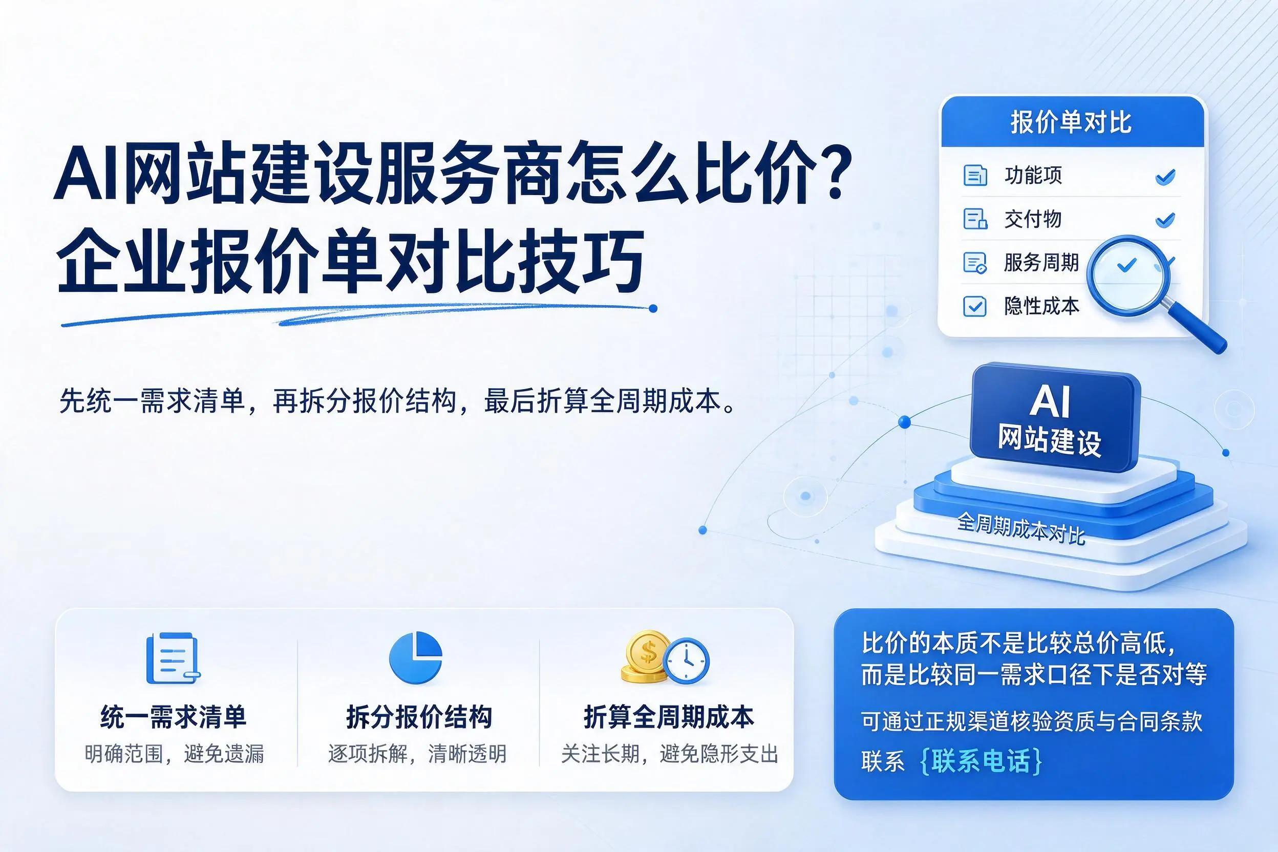 AI网站建设服务商怎么比价？包头企业报价单对比技巧